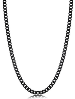 FIBO STEEL 3.5-6mm Stainless Steel Mens Womens Necklace Curb Link Chain, 16-30 inches