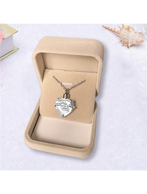 PREKIAR Heart Cremation Urn Necklace for Ashes Urn Jewelry Memorial Pendant with Fill Kit and Gift Box - Always on My Mind Forever in My Heart