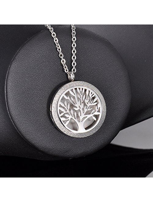 HooAMI Aromatherapy Essential Oil Diffuser Necklace - Stainless Steel Message Pendant Locket Jewelry,12 Refill Pads