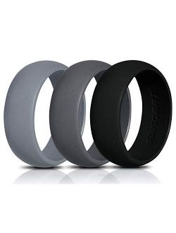 Swagmat Silicone Wedding Ring for Men 3 Packs & Singles Black, Grays & Blue - 8.7mm Wide: Leading Brand for Comfort of Rubber Wedding Bands for Men - 2 mm Thickness