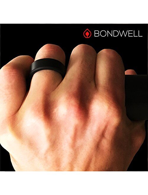 Save Your Finger & A Marriage Safe Crossfit Durable Rubber Wedding Band for Active Athletes BONDWELL Silicone Wedding Ring for Men Workout Military Weight Lifting 