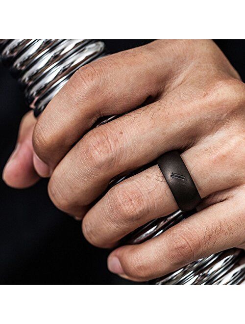 ThunderFit Silicone Wedding Ring for Men, Rubber Wedding Band - Width 8.7mm - Thickness 2.5mm