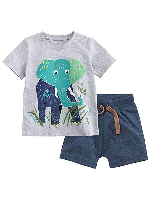 Fiream Boys Cotton Clothing Sets Summer Shortsleeve t-Shirts and Shorts 2 Pieces Clothing Sets 