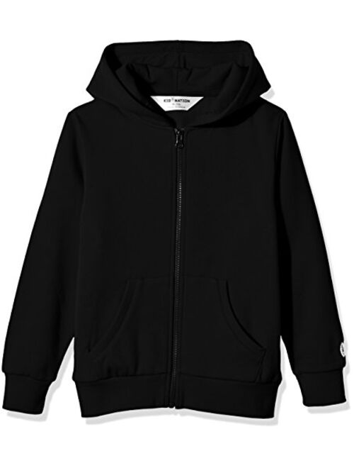 Kid Nation Kids Soft Brushed Fleece Zip-Up Hooded Sweatshirt Hoodie for Boys or Girls 4-12 Years