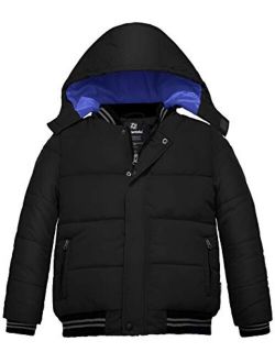 Wantdo Boy's Padded Winter Coat Windproof Puffer Jacket with Removable Hood