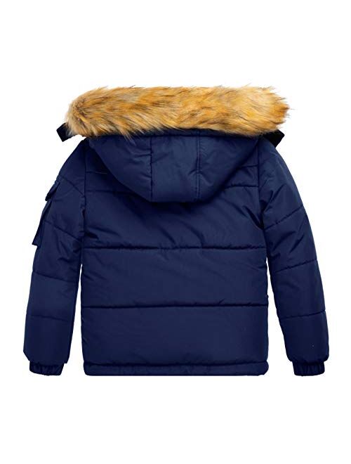 Wantdo Boy's Winter Coat Windproof Thick Puffer Jacket with Removable Fur Hood