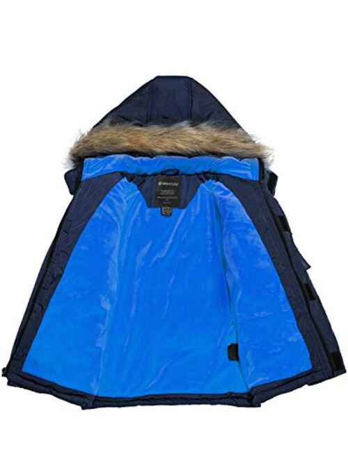 Wantdo Boy's Winter Coat Windproof Thick Puffer Jacket with Removable Fur Hood