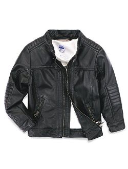 LJYH Boys Leather Jacket New Spring Children's Collar Motorcycle Faux Leather Zipper Coat