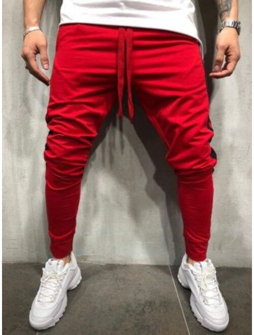 Meihuida New in Fashion Men Side Stripes Hip Hop Casual trousers Pants Leg Buttons Sports Pants