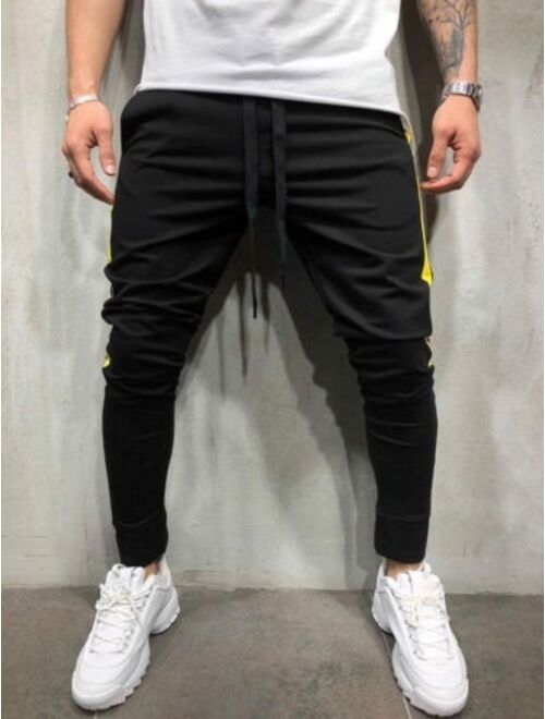 Meihuida New in Fashion Men Side Stripes Hip Hop Casual trousers Pants Leg Buttons Sports Pants