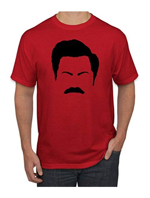 Parks and Rec Fans Ron Swanson Mustache Face Silhouette | Mens Pop Culture Graphic T-Shirt