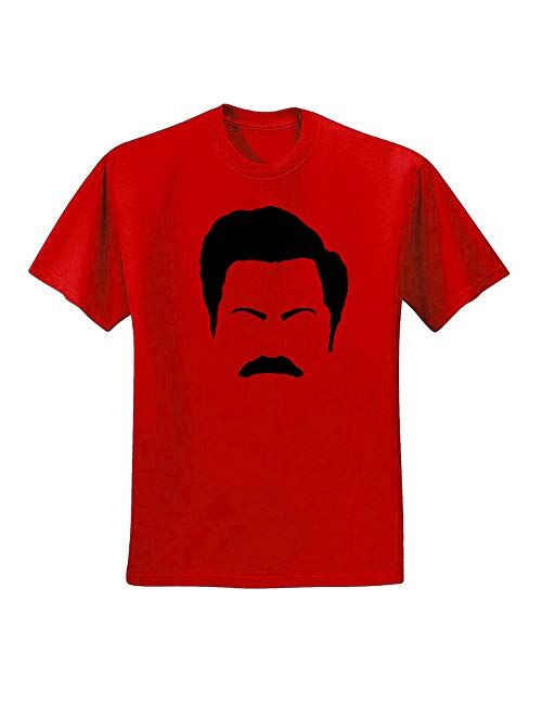 Parks and Rec Fans Ron Swanson Mustache Face Silhouette | Mens Pop Culture Graphic T-Shirt