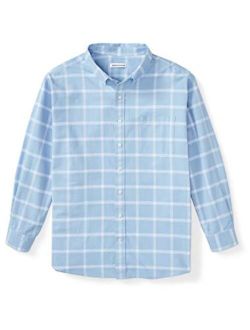 Men's Big and Tall Long-Sleeve Windowpane Pocket Shirt fit by DXL