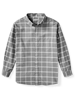 Men's Big and Tall Long-Sleeve Windowpane Pocket Shirt fit by DXL