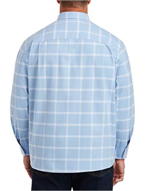 Amazon Essentials Men's Big and Tall Long-Sleeve Windowpane Pocket Shirt fit by DXL