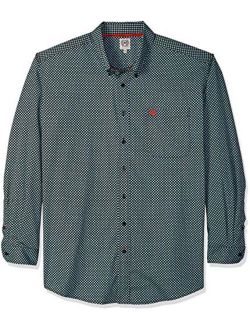 Men's Classic Fit Long Sleeve Button One Open Pocket Print Shirt