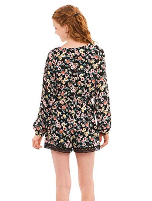 Truly Me, Girls' Long Sleeve Woven Romper in Floral Print, Size 7-16