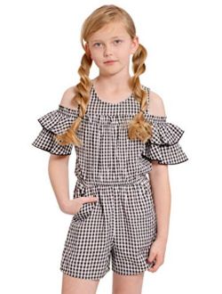 Kids Girl Overalls Jumpsuit Outfits,Suma-ma 2Pcs Baby Girls Casual Solid Short Sleeve Tops Backless Playsuits 
