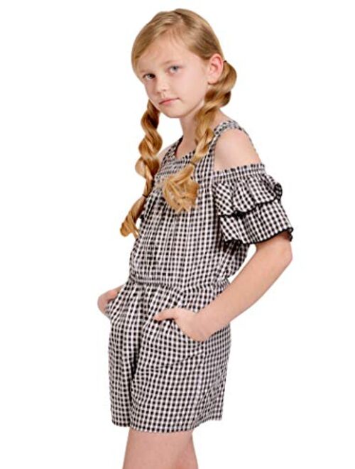 Truly Me, Little and Big Girls' Sleeveless and Short Sleeve Printed Spring/Summer Rompers, Size 4-6X, 7-16