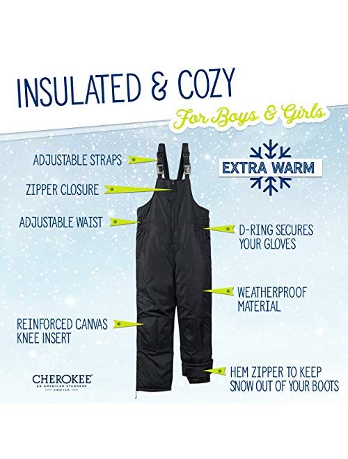 CHEROKEE Boys & Girls Insulated Snow Bib Ski Pants (Toddler, Little and Big Kids)