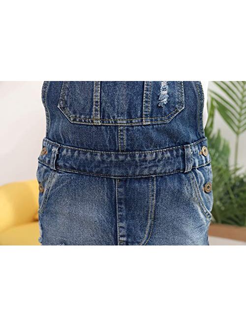 Sitmptol Girls Little Big Kids Distressed BF Jeans Cotton Suspender Denim Bib Overalls 1P