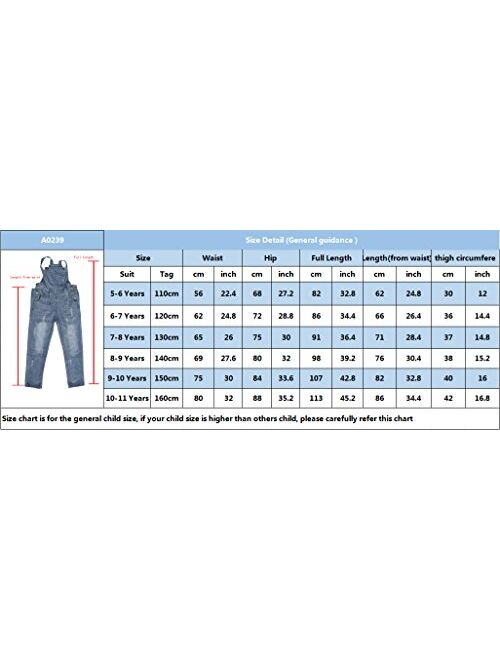 Abalacoco Girls Kids Jeans Adjustable Strap Ripped Holes Denim Overalls Jumpsuits Pants