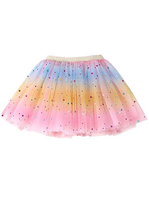 Queenbox Girls Tutu Skirt,Toddler 3 Layered Tulle Skirt,Baby Ballet Dance Dress 