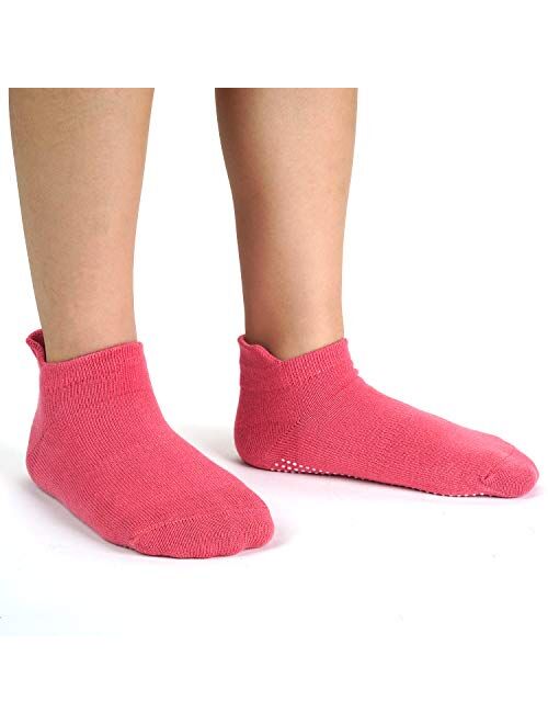 Aminson Grip Ankle Low Cut Athletic Socks - Kids Boys Girls Anti Non SkidSlip Slipper Crew Socks 6-12 Pack