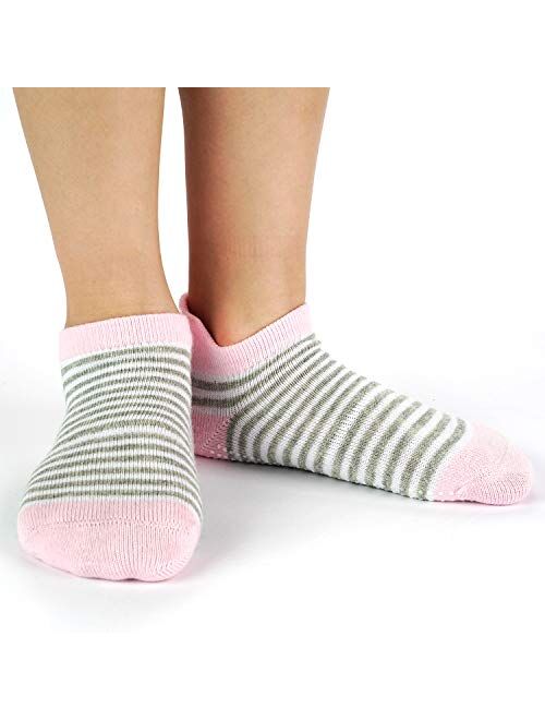 Aminson Grip Ankle Low Cut Athletic Socks - Kids Boys Girls Anti Non SkidSlip Slipper Crew Socks 6-12 Pack