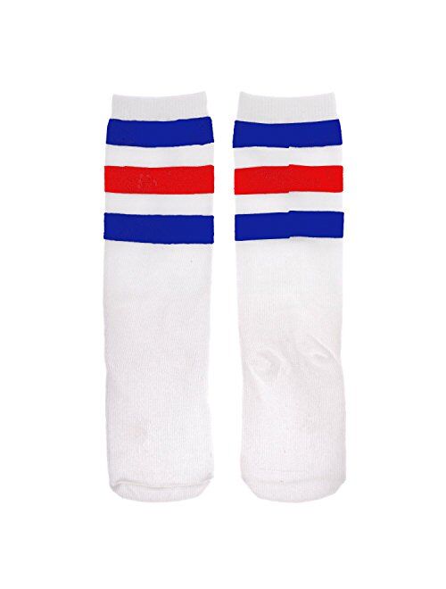 Zando Kids Child Cotton Three Stripes Sport Soccer Team Socks Uniform Tube Cute Knee High Stocking for Boys Girls