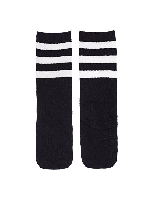 Zando Cotton Casual Knee High Triple Stripes Athletic Tube Socks for kids
