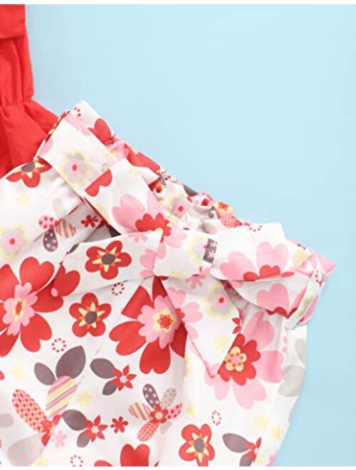 Baby Clothing Kids Summer Clothes Girls Flower Printing Vest + Pure Color Pants Children Clothing Set