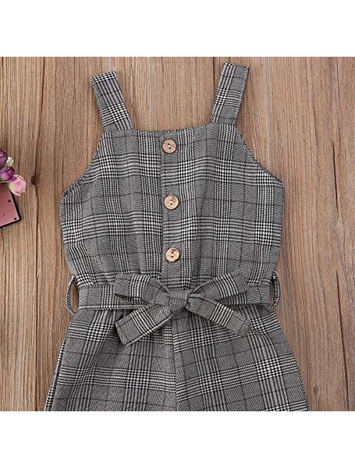 Balaflyie Toddler Girls Jumpsuit Romper Solid Color Strap One Piece Overall Summer Outfits
