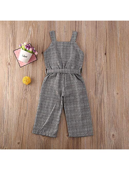 Balaflyie Toddler Girls Jumpsuit Romper Solid Color Strap One Piece Overall Summer Outfits