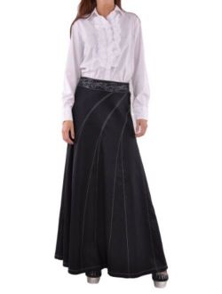 Style J Sweeping Beauty Long Denim Skirt