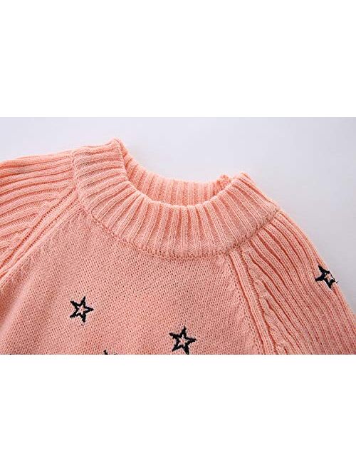 Mud Kingdom Toddler Girls Pullover Sweaters Cute Embroidered Stars