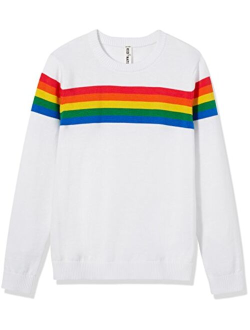 Kid Nation Girls' Pullover Rainbow Sweater for Kids Cotton Knit Sweater