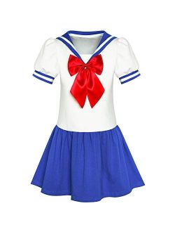 Girls Dress Sailor Moon Cosplay School Uniform Navy Suit Size 6-12