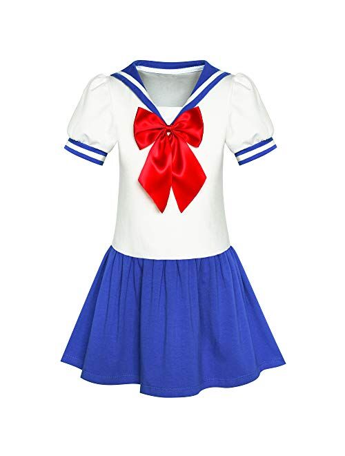 Sunny Fashion Girls Dress Sailor Moon Cosplay School Uniform Navy Suit Size 6-12