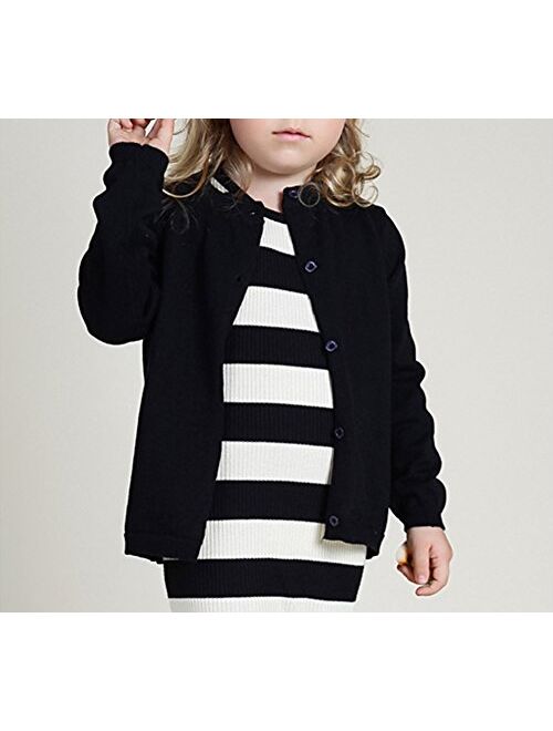 RJXDLT Girls Crewneck Cardigan Long Sleeve Children Button Cotton Sweater Uniform Sweaters for Little Girls