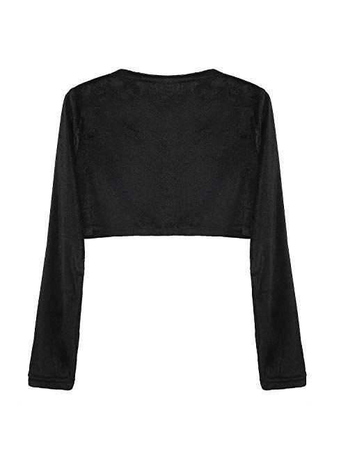 Acecharming Girls Long Sleeve Bolero Cardigan Shrug Beaded Flower Jacket Shrug Short Cardigan Dress Cover Up