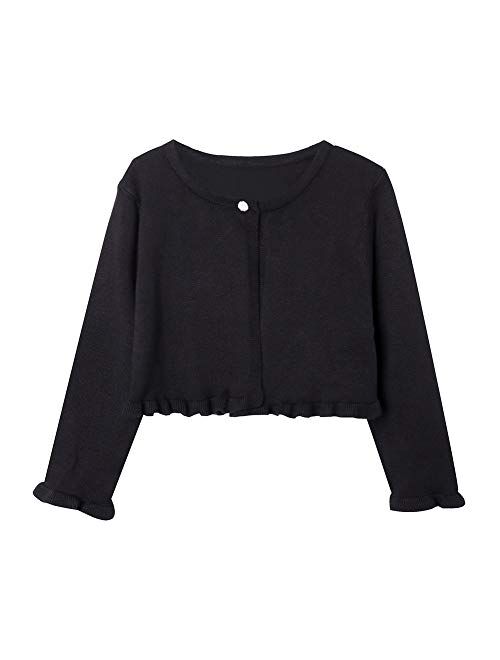 ZHUANNIAN Girls Knit Cardigan Shrug Ruffle Cropped Sweater Dressy Bolero Jacket