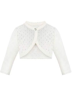 Lilax Little Girls' Knit Long Sleeve One Button Closure Bolero Shrug