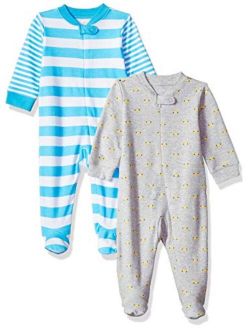 Baby Boys Cotton Footed Zip-Front Sleep and Play