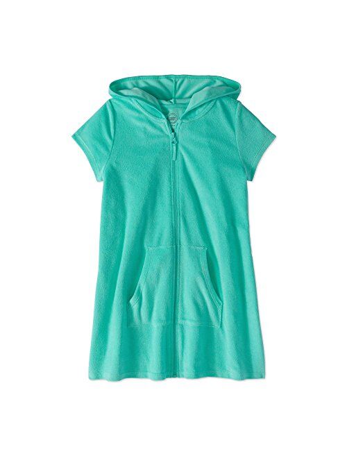 Wonder Nation Girls Hooded Zip Front Terry Swimsuit Cover Up