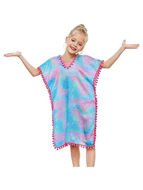 Bathing Suit Beach Dress Cover-Up V-Neck with Tassel for Kids Girls Summer QtGirl Cover Up for Girls Swimsuit Cover Ups