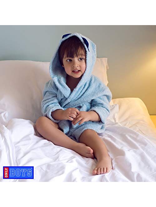 Toddler/Little Boys/Big Boys Only Boys Plush Solid Fleece Robe with Character Hood