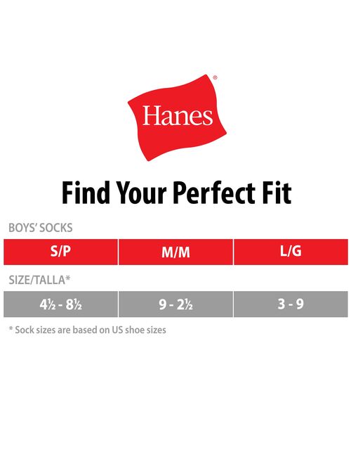 Hanes Boys Socks, 10 Pack Crew, Sizes S - L