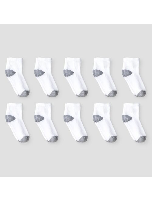 Boys' 10pk Athletic Ankle Socks - Cat & Jack White