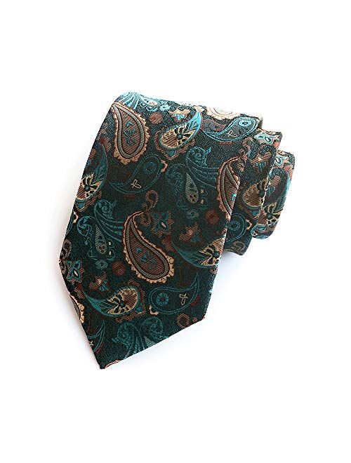 GUSLESON Brand New Striped Paisley Ties Mens Plaid Necktie for Wedding